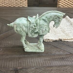 Sculpted Green Stone Horse Figurine